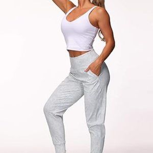 Women's Joggers Pants Lightweight Athletic Leggings Tapered Lounge ,white ,sport